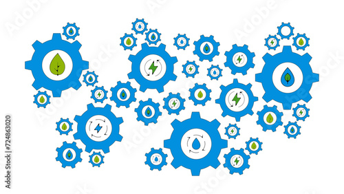 Fond engrenages energie renouvelable eau soleil nature