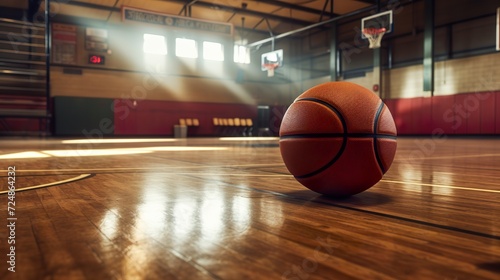 School Gym Break, Basketball Resting on the Floor