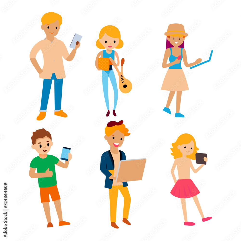 people using technology , vector set 
