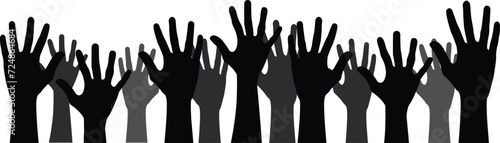 Raised Hands Silhouette. Flat Vector Illustration Design.