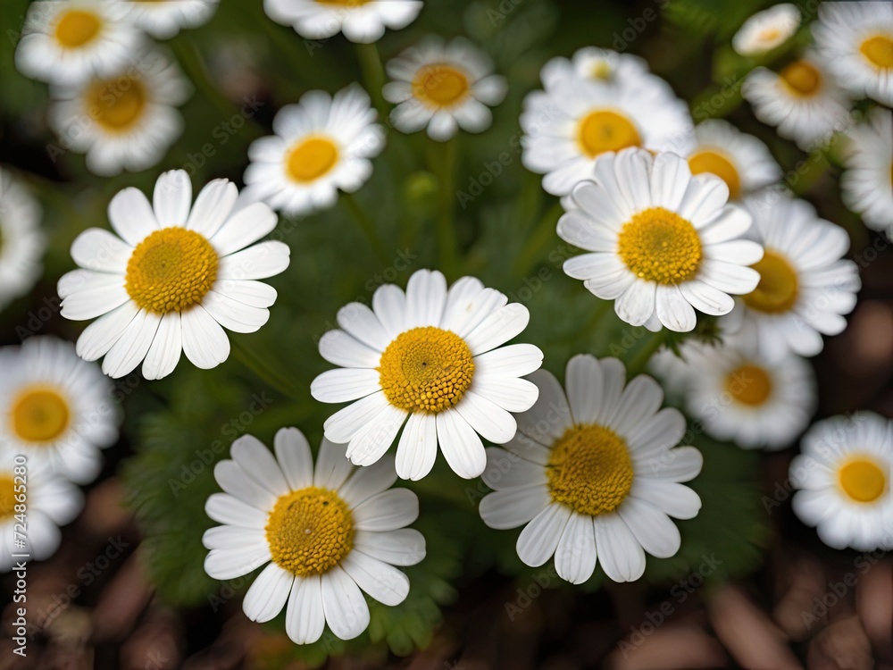 Fototapeta premium Feverfew (Tanacetum parthenium) in the garden