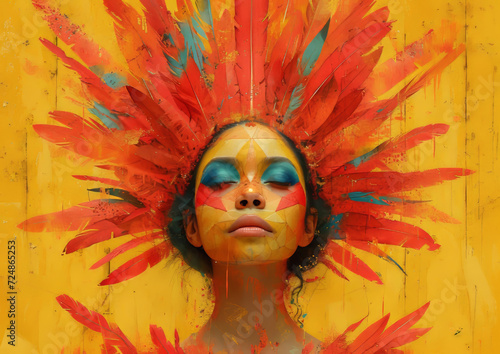 Vibrant Face Paint: Woman Dons Bright Colors