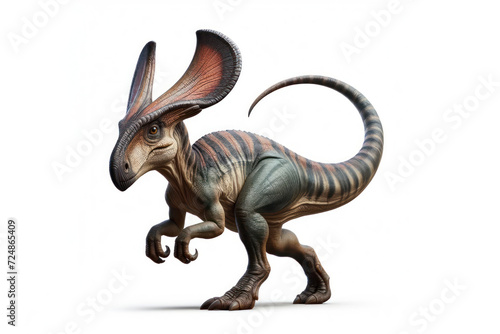 real photo of a Parasaurolophus isolated on solid white background. ai generative