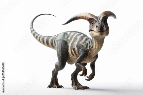 real photo of a Parasaurolophus isolated on solid white background. ai generative