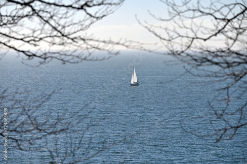 Lonely sailing boat on the Baltic Sea
