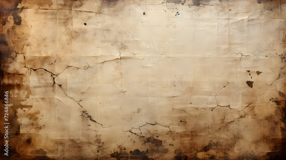 Aged parchment texture with faded ink stains and creases