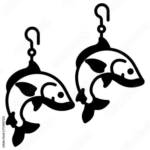 earring glyph and line vector illustration