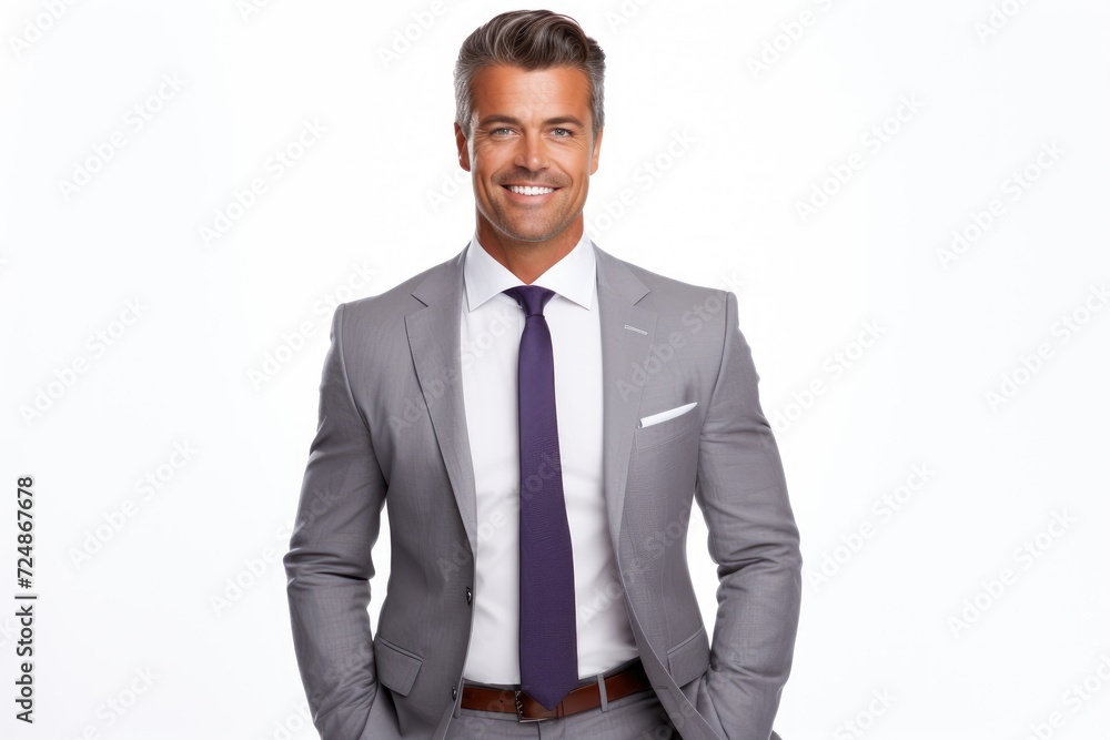 A professional man wearing a suit and tie poses for a picture, exuding confidence and professionalism. A professional man wearing a suit and tie poses for a picture, exuding confidence and professionalism.