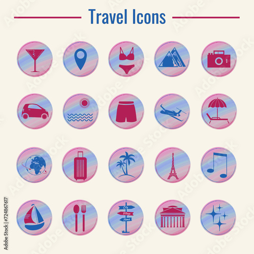 Instagram Highlights Icon Set. Stories Covers Icons. Highlights for Travel Bloggers. Tourist Pictogram for Social Media.