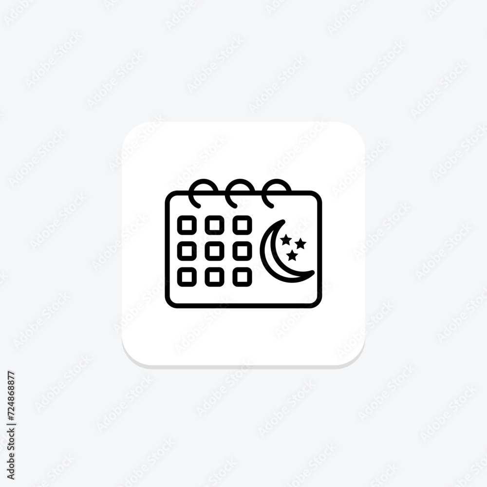 Islamic Calendar icon, calendar, dates, lunar calendar, islamic dates line icon, editable vector icon, pixel perfect, illustrator ai file Islamic Calendar icon, calendar, dates, lunar calendar, islamic dates line icon, editable vector icon, pixel perfect, illustrator ai file