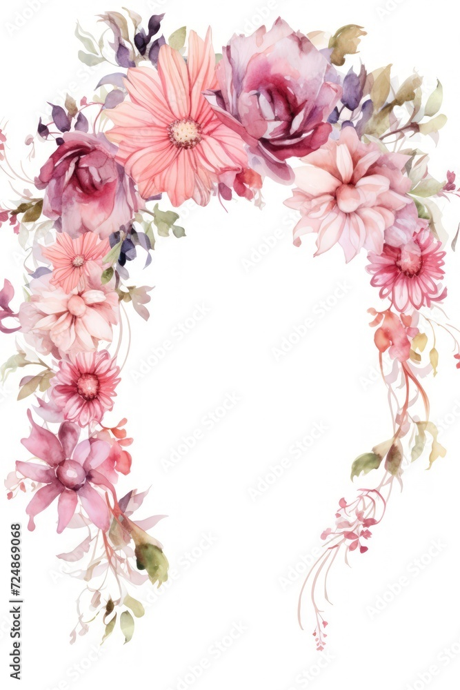 Arrangement of beautiful flowers in a large arch