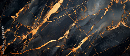 Elegant black marble surface enhanced with golden splashes, embodying sophistication for premium decor.