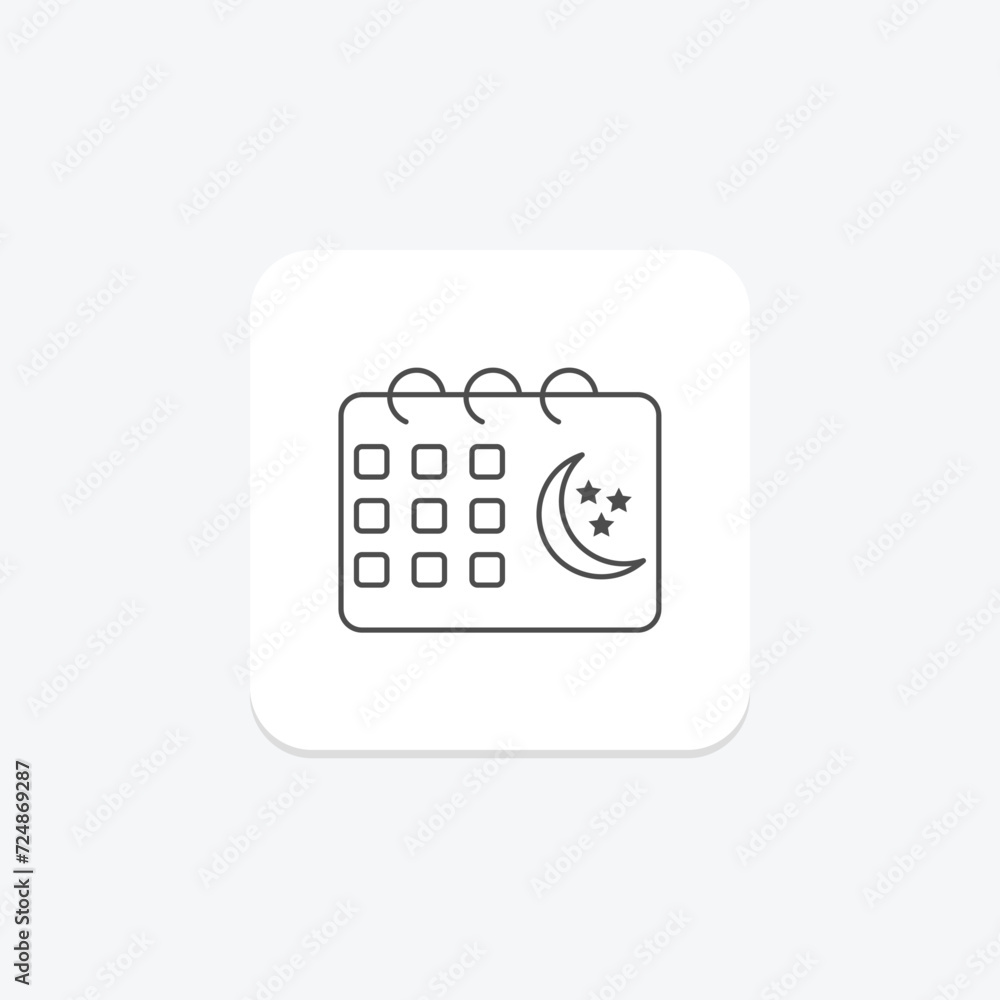 Islamic Calendar icon, calendar, dates, lunar calendar, islamic dates thinline icon, editable vector icon, pixel perfect, illustrator ai file Islamic Calendar icon, calendar, dates, lunar calendar, islamic dates thinline icon, editable vector icon, pixel perfect, illustrator ai file