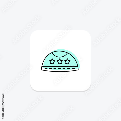 Prayer Cap icon, cap, religious, islamic headwear, prayer cap traditional head covering color shadow thinline icon, editable vector icon, pixel perfect, illustrator ai file