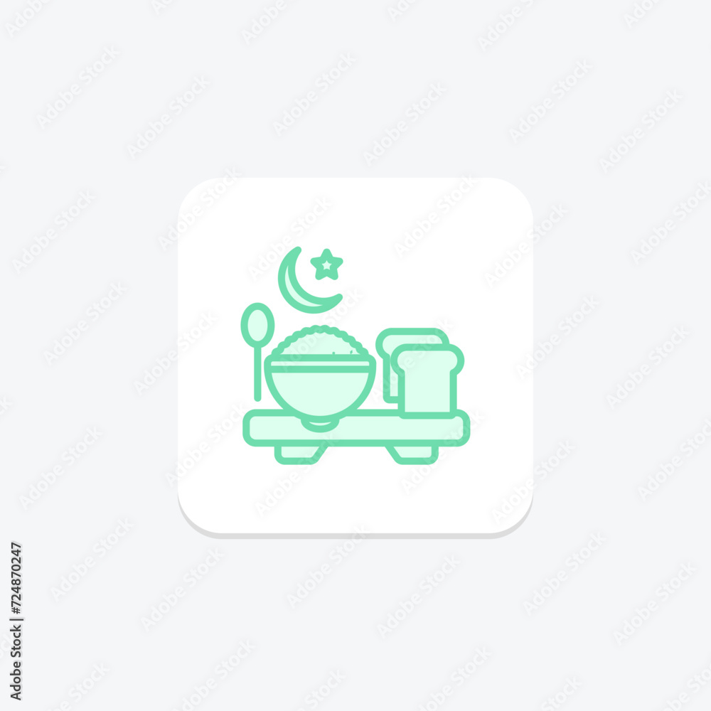 Suhoor Meal icon, pre-dawn meal, food, pre-fasting meal, suhoor meal early morning meal duotone line icon, editable vector icon, pixel perfect, illustrator ai file Suhoor Meal icon, pre-dawn meal, food, pre-fasting meal, suhoor meal early morning meal duotone line icon, editable vector icon, pixel perfect, illustrator ai file