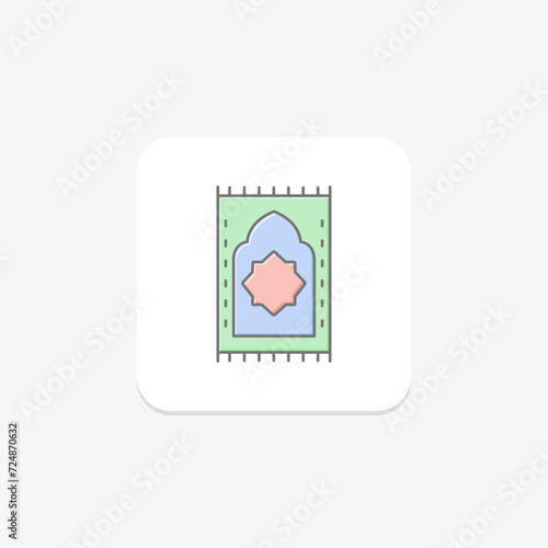 Prayer Mat icon, mat, islamic, prayer, religious mat lineal color icon, editable vector icon, pixel perfect, illustrator ai file