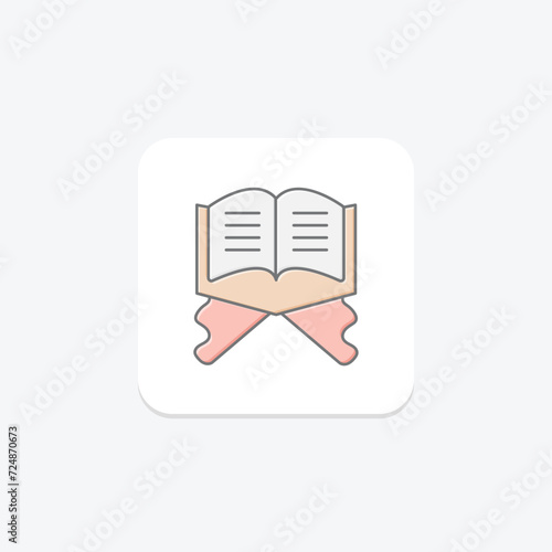 Quran icon, holy book, religious, islamic scripture, quran sacred text lineal color icon, editable vector icon, pixel perfect, illustrator ai file