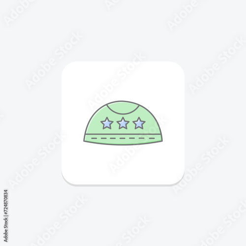 Prayer Cap icon, cap, religious, islamic headwear, prayer cap traditional head covering lineal color icon, editable vector icon, pixel perfect, illustrator ai file
