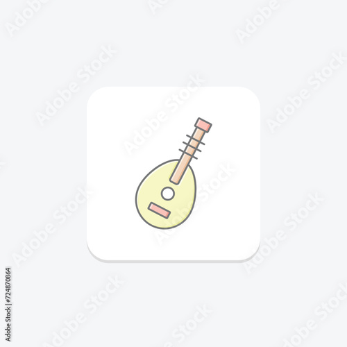 Traditional Oud icon, oud, musical instrument, arabic music, traditional oud cultural instrument lineal color icon, editable vector icon, pixel perfect, illustrator ai file