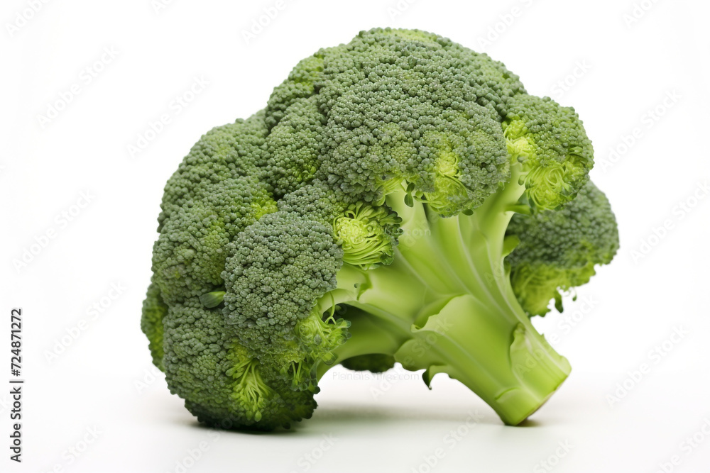 Beautiful Single Fresh Broccoli Isolated On White Background сreated with Generative Ai Beautiful Single Fresh Broccoli Isolated On White Background сreated with Generative Ai