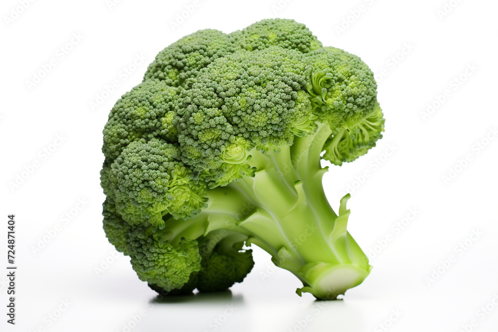 Beautiful Single Fresh Broccoli Isolated On White Background сreated with Generative Ai Beautiful Single Fresh Broccoli Isolated On White Background сreated with Generative Ai