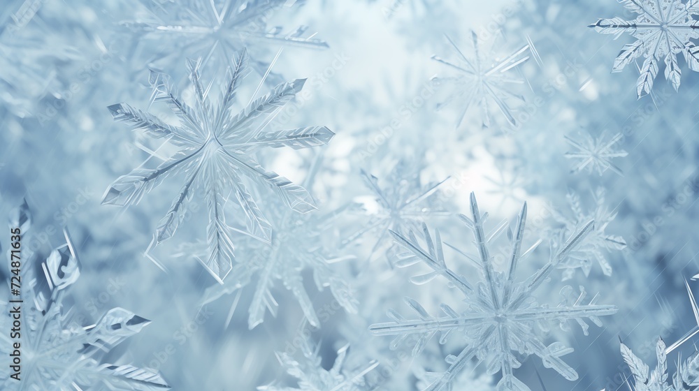 snowflake background, white crystal snowflakes on soft white background, abstract and beautiful snowflake background, white crystal snowflakes on soft white background, abstract and beautiful