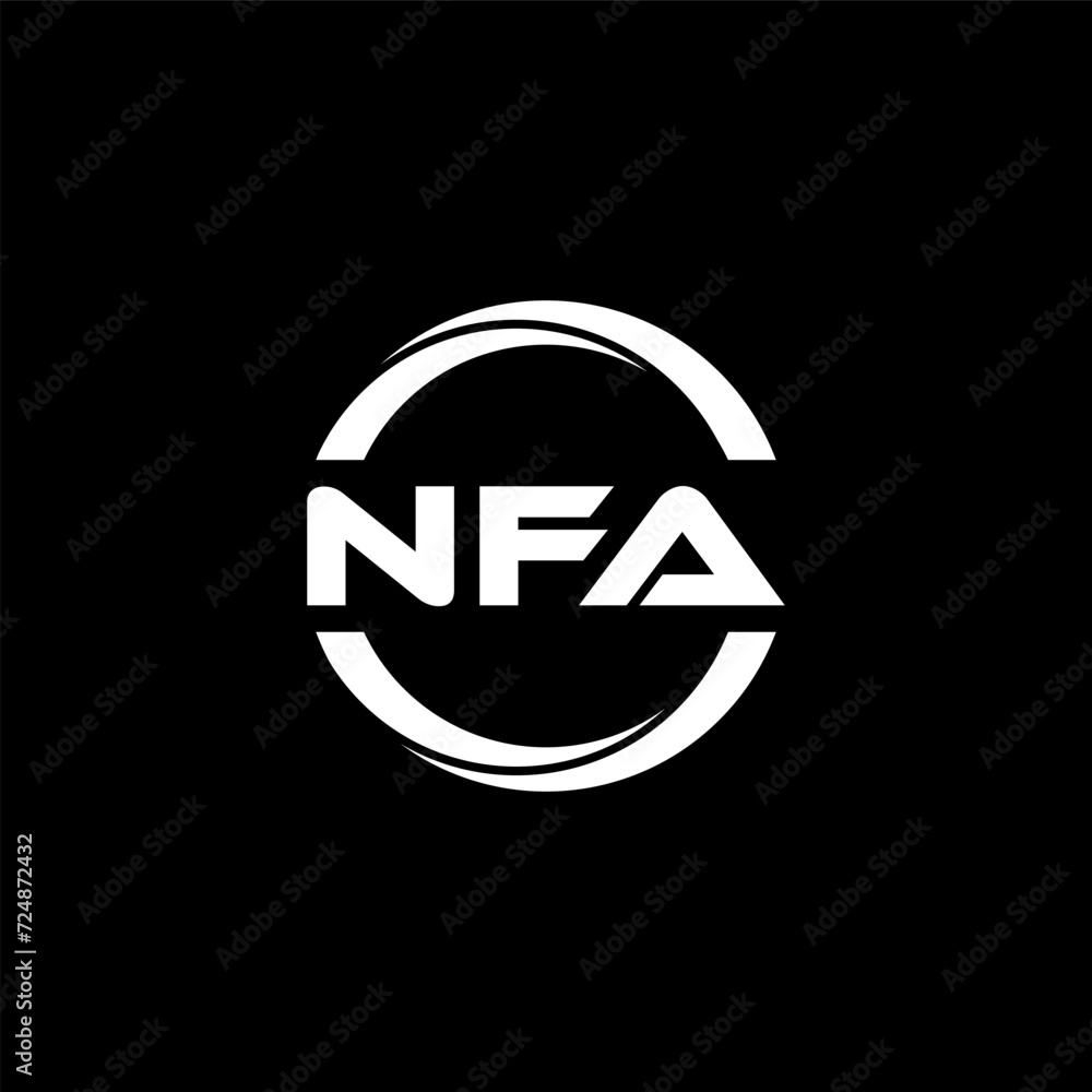 NFA letter logo design with black background in illustrator, cube logo, vector logo, modern alphabet font overlap style. calligraphy designs for logo, Poster, Invitation, etc. NFA letter logo design with black background in illustrator, cube logo, vector logo, modern alphabet font overlap style. calligraphy designs for logo, Poster, Invitation, etc.