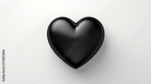 one black matte heart on a white background  on the right side of the picture   reated with Generative Ai