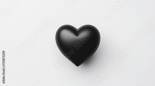 one black matte heart on a white background  on the right side of the picture   reated with Generative Ai