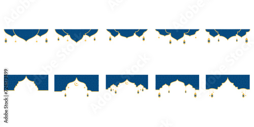 Set of ramadan islamic border. Islmaic frame with lantern decoration. Frame border with islamic, arabian style
