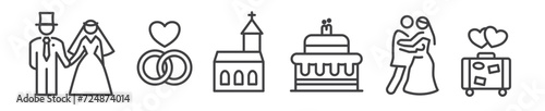 wedding icons - thin line icon set