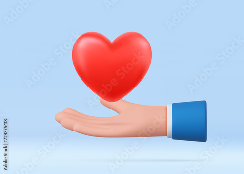 3d hand holding a heart