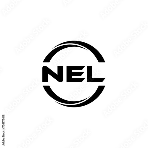 NEL letter logo design with white background in illustrator, cube logo, vector logo, modern alphabet font overlap style. calligraphy designs for logo, Poster, Invitation, etc. photo