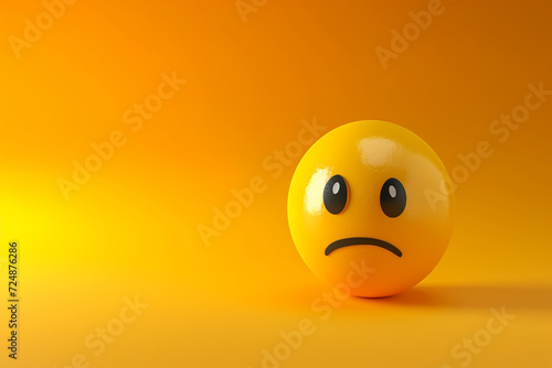 sad face emoji in 3D illustration style on a colorful background photo