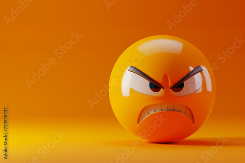 angry face emoji in 3D illustration style on a colorful background