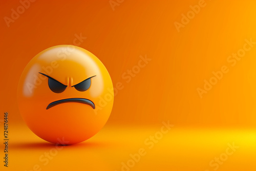 angry face emoji in 3D illustration style on a colorful background photo
