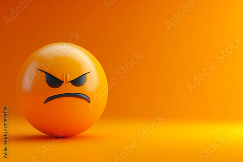 angry face emoji in 3D illustration style on a colorful background