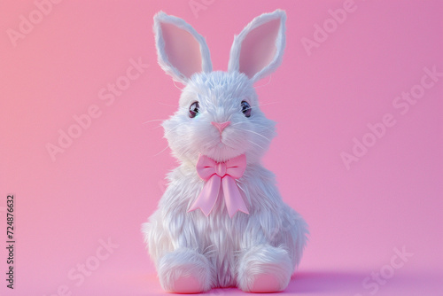 Rabbit in Easter concept in 3D illustration style on a colorful background © toonsteb