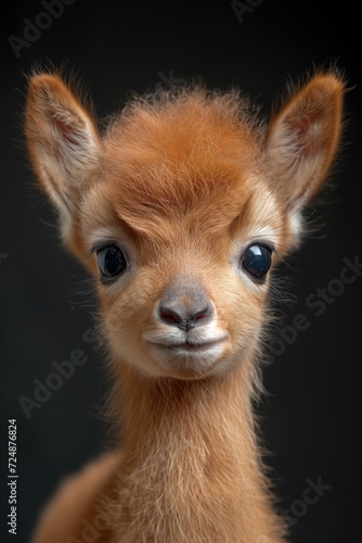 Portrait of a baby llama in photo studio. Portrait d'un bébé lama en studio photo. © Jerome Mettling