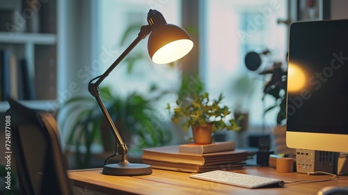 Desk Lamp on Wooden Table in a Well-Lit Room, Back to school