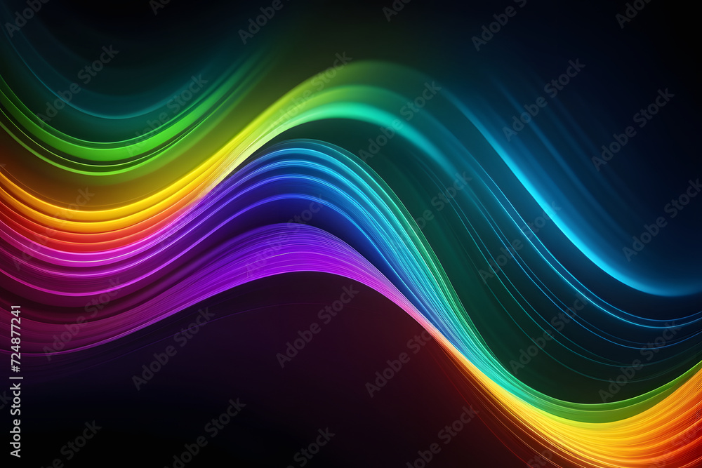 Vibrant Rainbow Wave on Black Background, Modern Design with Spectrum of Colors Vibrant Rainbow Wave on Black Background, Modern Design with Spectrum of Colors