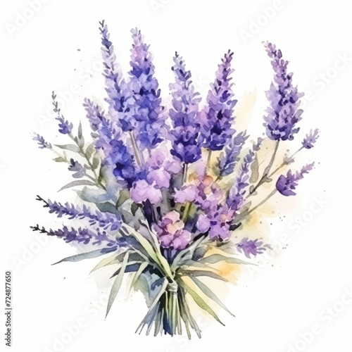 Watercolor painting style of lavender bouquet,ai image