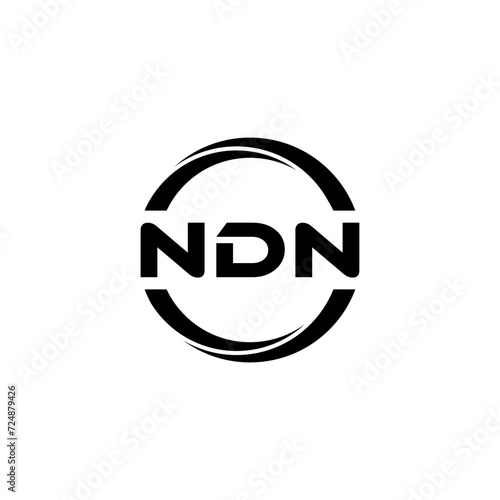 NDN letter logo design with white background in illustrator, cube logo, vector logo, modern alphabet font overlap style. calligraphy designs for logo, Poster, Invitation, etc. photo