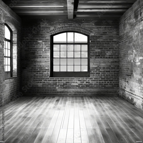 rchitecture empty dance romm interior brick wall  , generated by AI photo