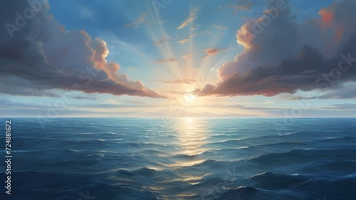 Sunrise over the sea illustration background