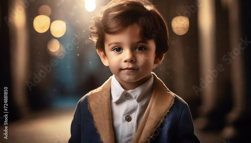 Stylish Little Boy Close-up Portrait photo