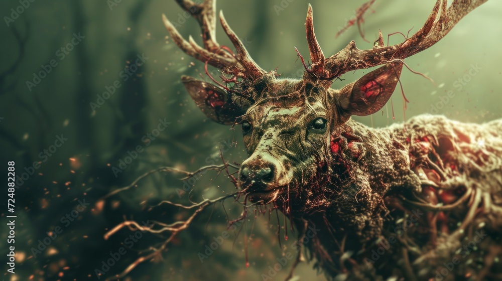 Fototapeta premium zombie deer new world epidemic