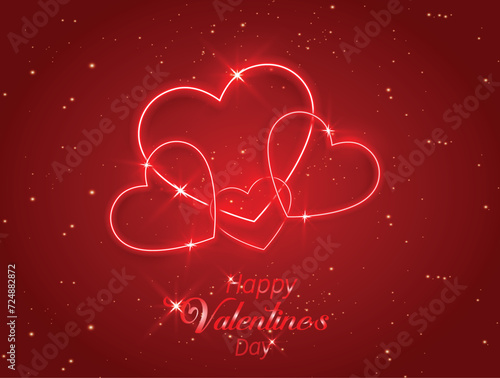 Vector of Happy Valentines Day with blinking heart and red background design.
