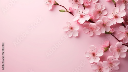 Wallpaper Mural pink background or texture with spring flowers. frame, place for text. template, greeting card for Mother's Day, March 8 Torontodigital.ca
