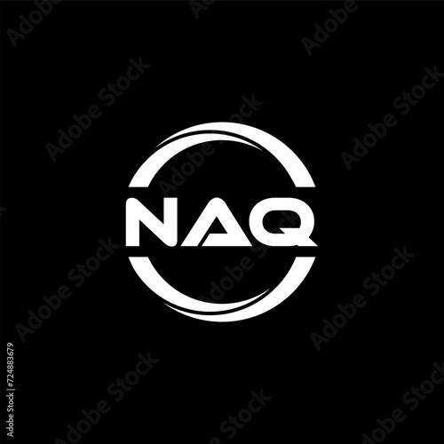 NAQ letter logo design with black background in illustrator, cube logo, vector logo, modern alphabet font overlap style. calligraphy designs for logo, Poster, Invitation, etc. photo